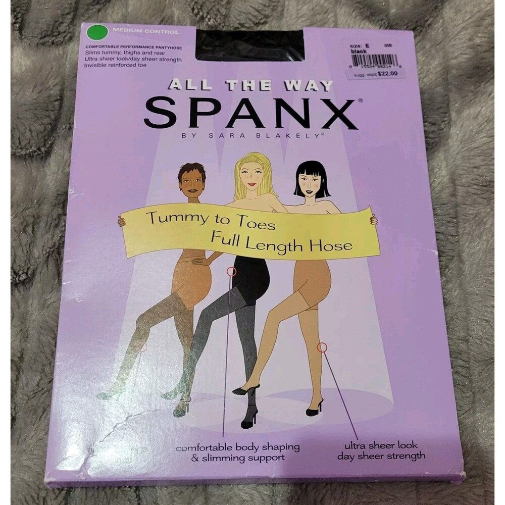 Spanx Full Length Hose Medium Control Size E Black Pantyhose
